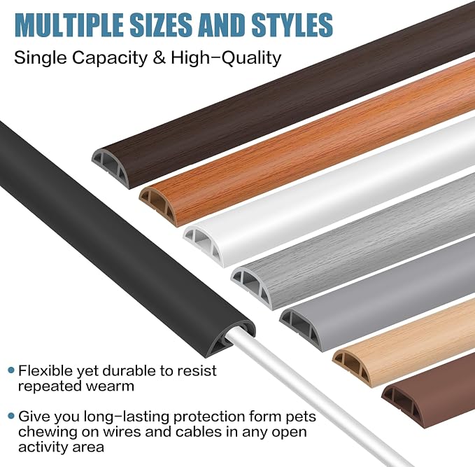 Floor Cord Covers for Wires 6FT Cable Hider Wire Cover Self Adhesive Cord Hider - Image 6