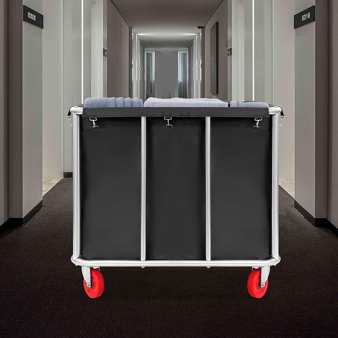 Commercial Laundry Cart with Wheels, Laundry Hamper Cart, Heavy Duty Rolling - Image 5