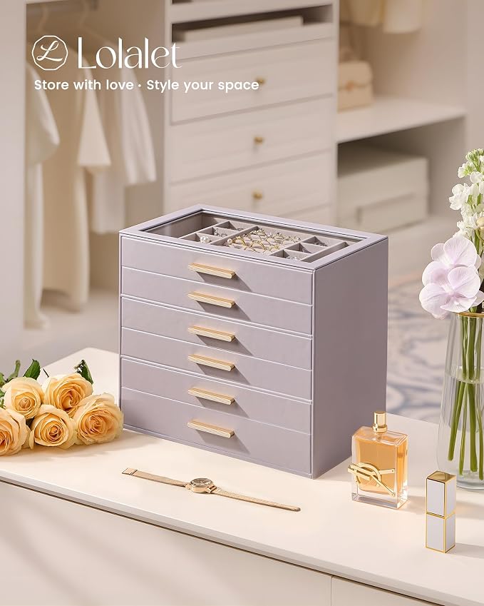 Lolalet Jewelry Box Organizer, 6-Layer Jewelry Organizers and Storage Case - Image 6