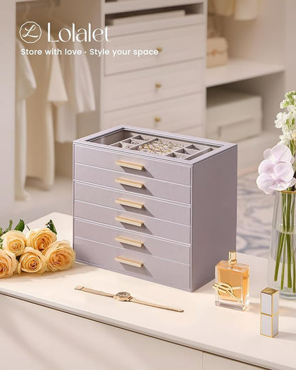 Lolalet Jewelry Box Organizer, 6-Layer Jewelry Organizers and Storage Case - Image 6