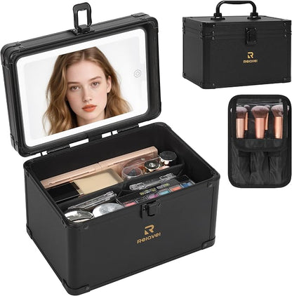 Relavel Travel Makeup Bag With LED Mirror, Makeup Bag With 3-Mode Light Up - Image 9