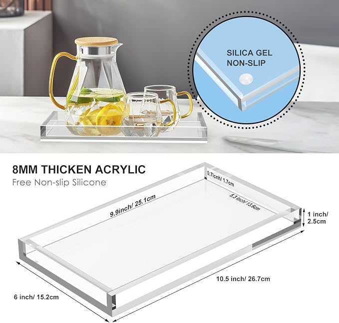 Vanity Tray 8mm Thicken Clear Acrylic Organizer Tray 10.5 * 6" - Image 3