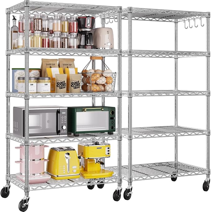 PrimeZone 2 Pack Steel Storage Wire Shelving 5 Tier Metal Shelves by PrimeZone