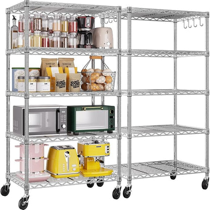 PrimeZone 2 Pack Steel Storage Wire Shelving 5 Tier Metal Shelves by PrimeZone