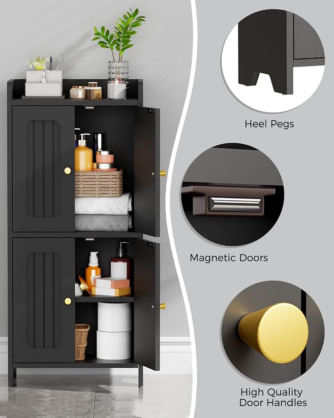 BEWISHOME Small Floor Cabinet, Toilet Paper Storage, Bathroom Storage Cabinet | - Image 7