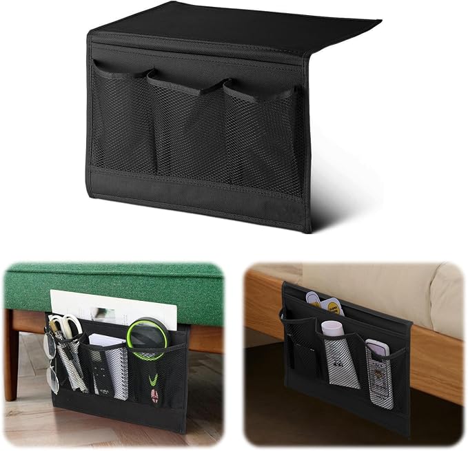 Bedside Storage Organizer with 4 Pockets, Bedside Caddy, Remote Control Holder by Unknown