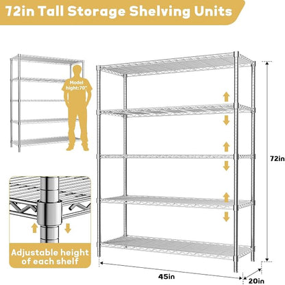 Storage Shelves Heavy Duty, 5-Tier Adjustable Metal Industrial Utility Shelf - Image 3