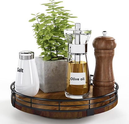 Farmhouse Oak 9" Lazy Susan Turntable Organizer by AMH