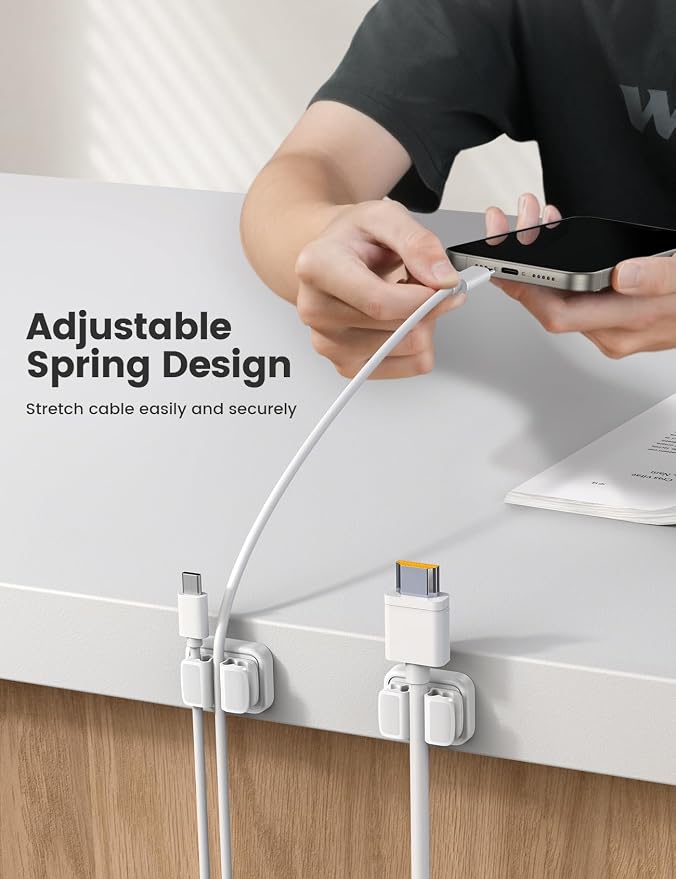 3-in-1 Cord Organizer Spring Clip Holder - Image 3