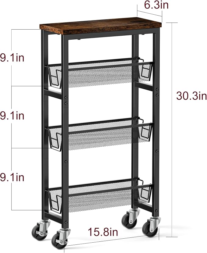 Honest Slim Storage Cart 4-Tier Slim Rolling Cart - Image 2