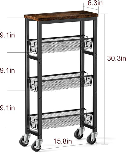 Honest Slim Storage Cart 4-Tier Slim Rolling Cart - Image 2