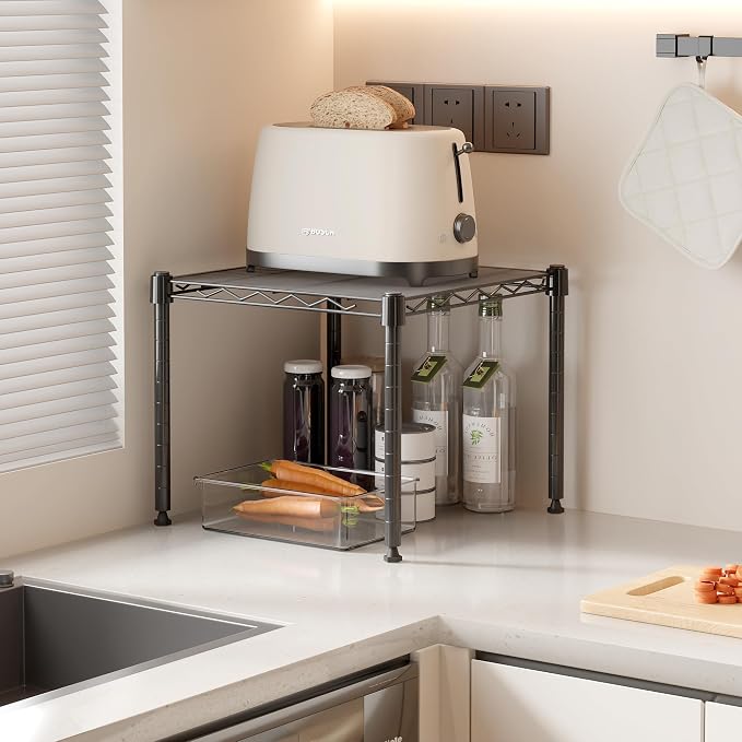 Whitmor 1 Tier Supreme Stacking Shelving Unit, Wire Metal Home Storage Organizer - Image 2