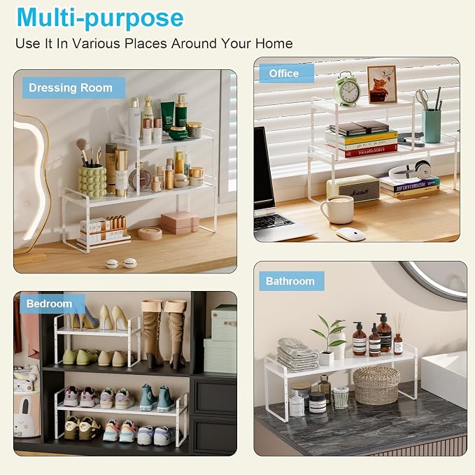 15.5 to 25.5 Inch Kitchen Cabinet Shelf Organizers, Adjustable Kitchen Counter - Image 9