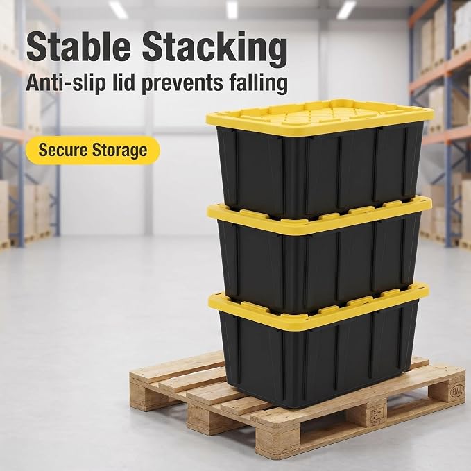 4 Pack 17 Gallon Stackable Lockable Storage Bins - Image 2