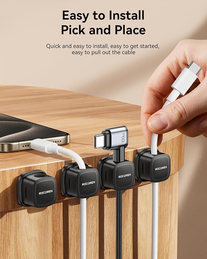 30-Pack Magnetic Cable Clips Cord Organizer, Cable Straps Smooth Adjustable - Image 5