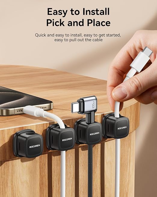 6 Pack Cable Management Cord Organizer, Magnetic Cable Clips-1s Lock, Rocoren - Image 5