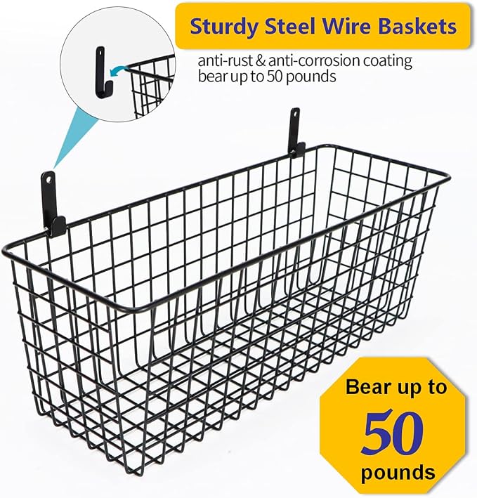 Joben Oligey 3 Set Hanging Wall Baskets, Wire Basket - Image 7