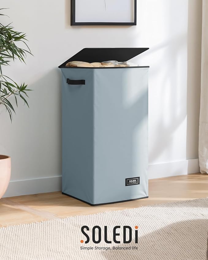 SOLEDI Laundry Hamper with Lid 100L Large & Tall Collapsible Laundry Basket - Image 9