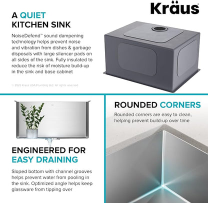 Kraus KHU101-24L Standart PRO 24-inch Undermount 16 Gauge Single Bowl Laundry - Image 11