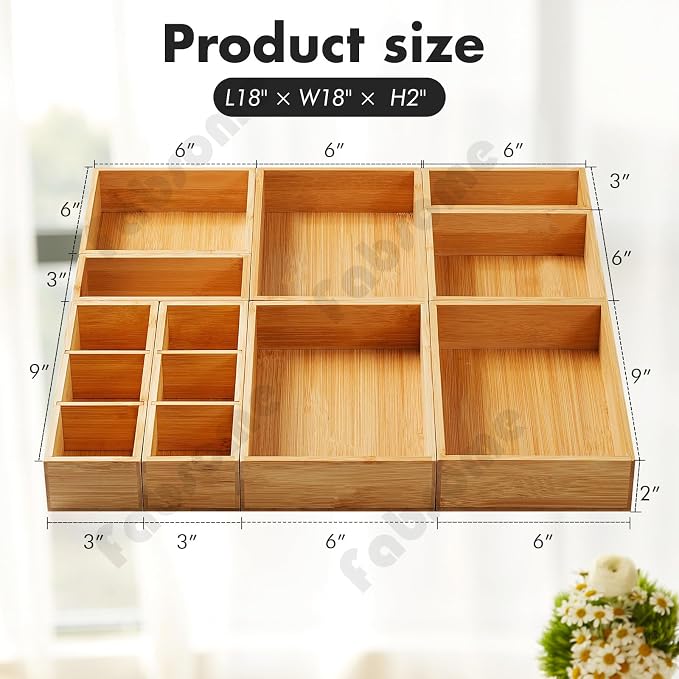 Fabsome Drawer Organizer, Small Wooden Container Tray - Image 6