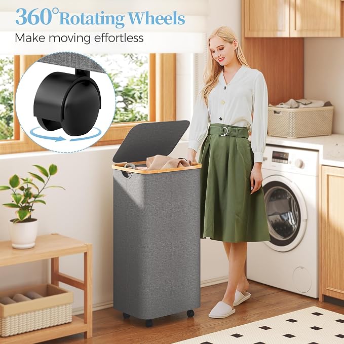 Yecaye 100L Large Capacity Laundry Hamper – Foldable Rolling Laundry Basket - Image 4