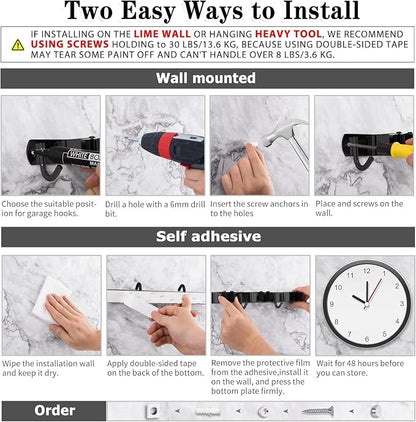 Black 5 Racks and 4 Hooks Mop and Broom Holder Wall Mount, Broom Organizer - Image 4