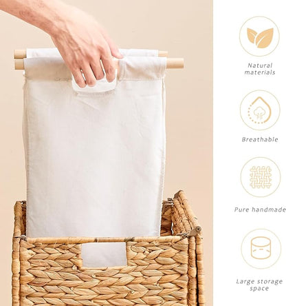 Large Laundry Hamper with Lid, Handwoven Hyacinth Rattan Clothes Hamper with - Image 4