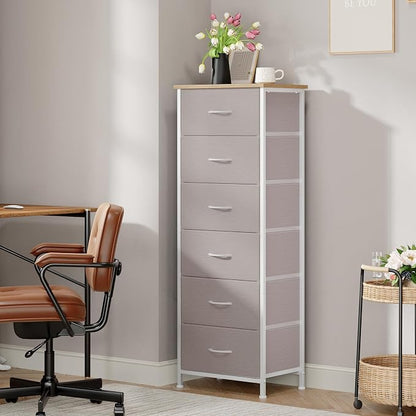 Somdot Tall Dresser for Bedroom, 6 Drawer Storage Cabinet, Ash Grey | Storage - Image 4