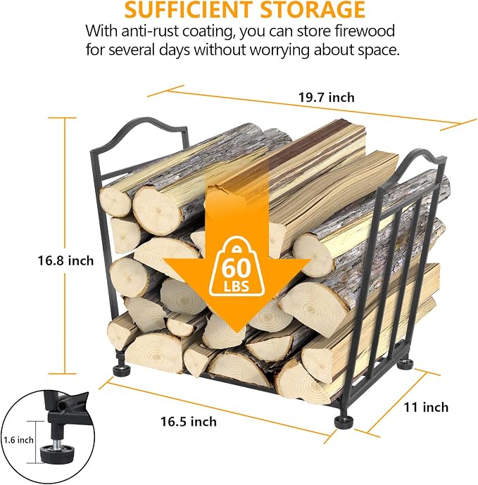 Firewood Rack, Foldable Firewood Holder, Firewood Storage Rack - Image 5