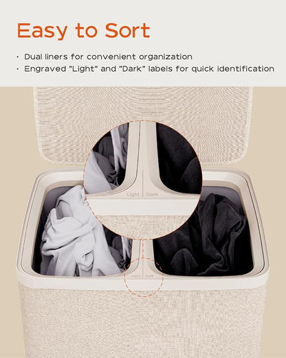 CASAMAYA Laundry Basket with Lid, Laundry Hamper 2 Section, 170L collapsible - Image 5