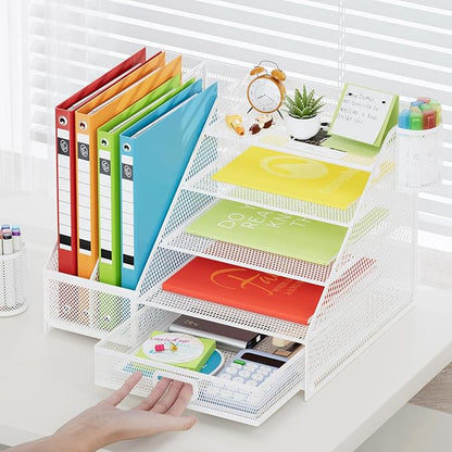 Marbrasse Desk Organizer with File Holder, 5-Tier Paper Letter Tray Organizer - Image 7
