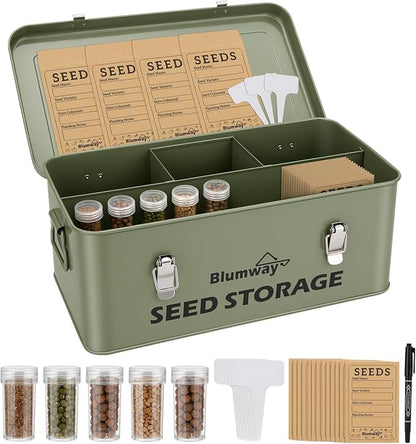 BlumWay Seed Storage Organizer, Metal Seed Saving Box by BlumWay