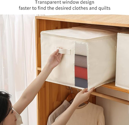 2 Pack Large Canvas Comforter Storage Bags Closet Organizer - Image 5