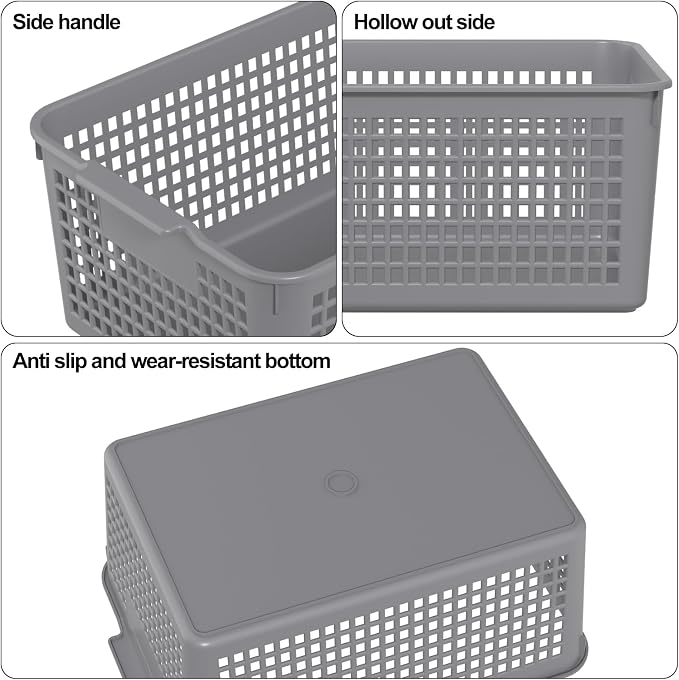 Sandmovie 12-Pack Plastic Storage Basket Desktop Organizer, Large Storage - Image 3