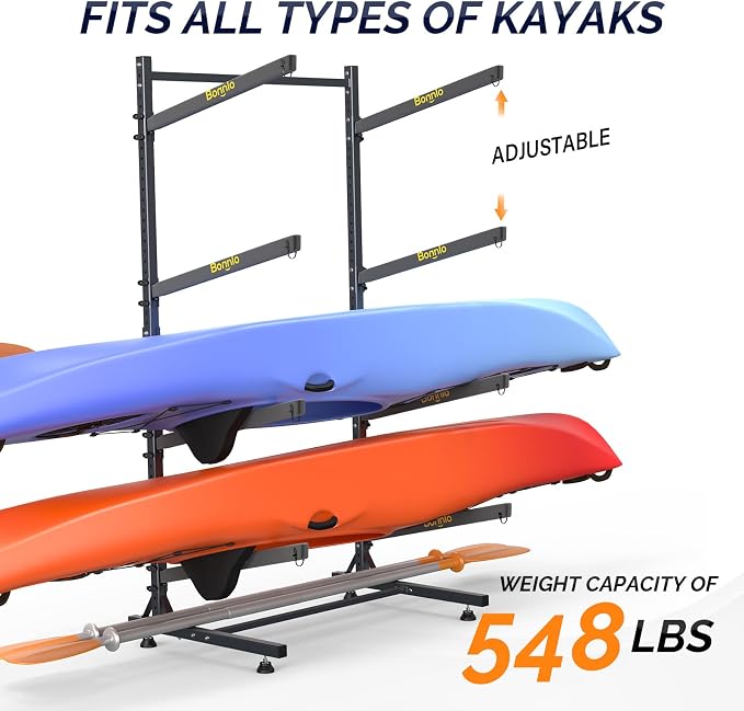 Bonnlo Kayak Storage Rack, Adjustable Heavy Duty Kayak Rack - Image 5
