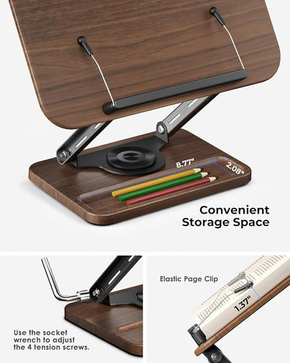 Viozon Book Stand for Reading, Book Holder 360° Rotating Base - Image 5