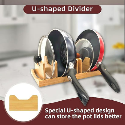Bamboo Pot Lid Organizer for Cabinet & Kitchen Counter, Pan Lid Organizer - Image 7