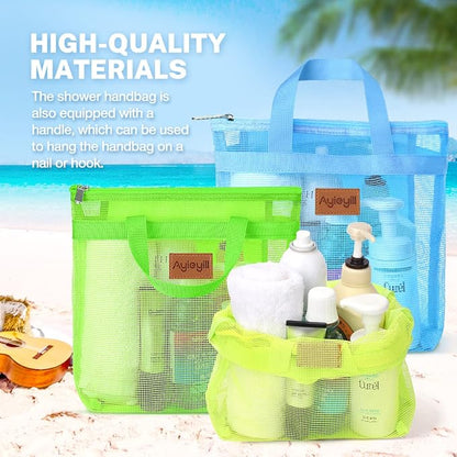 3 Pcs Portable Mesh Shower Caddy Tote, Quick Dry Tote Bag Mesh Beach Bags - Image 6