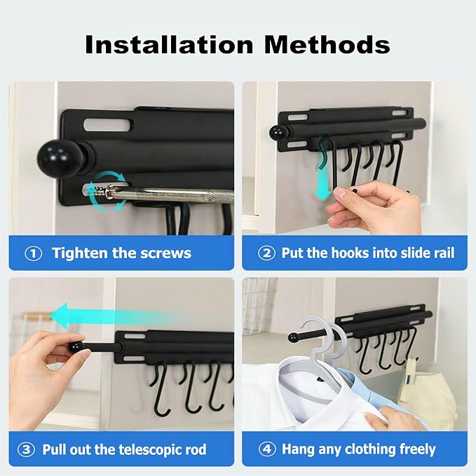 12" Valet Rod for Closet Pull Out, Retractable Slide Out Closet Valet Rod for - Image 2