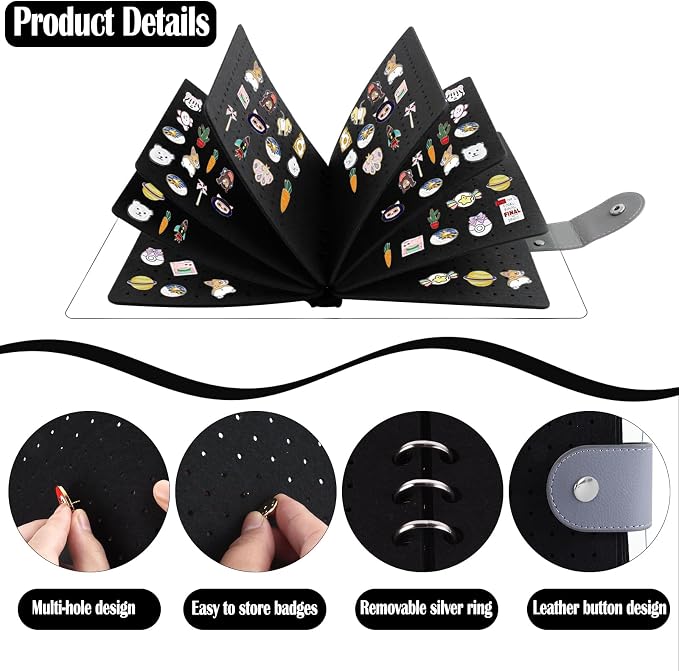 Enamel Pin Display Book with 8 Pages, Portable Pin Trading Book Clear PVC Cover - Image 3
