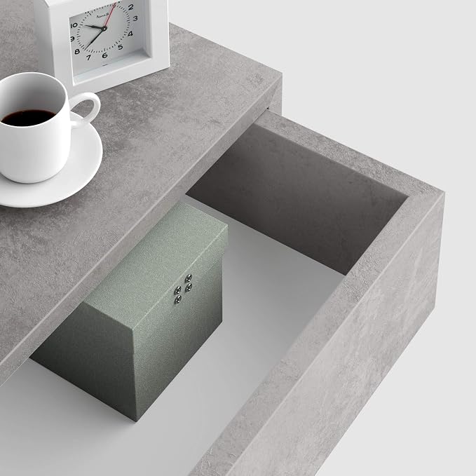 Mobili Fiver, Riccardo Floating nightstand, Concrete Effect, Made in Italy - Image 4