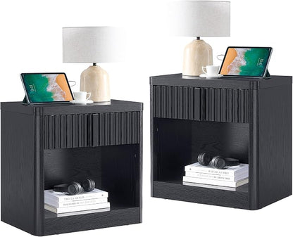 Fluted Nightstand Set of 2 by YANSNWO