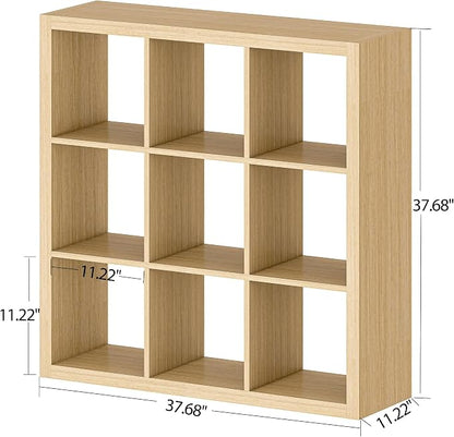 Bookshelf with Storage Bins, 9-Cube Storage Organizer Sturdy Wooden Bookcase - Image 3
