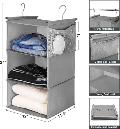MAX Houser 3 Tier Shelf Hanging Closet Organizer, Space Saver, Closet Hanging - Image 3