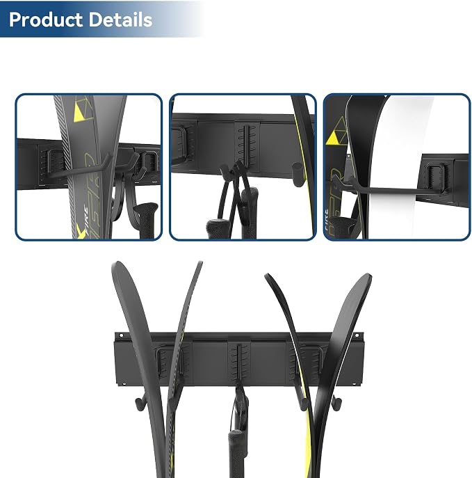 WALMANN Wall Mounted Ski Rack, Garage Ski Storage - Image 6