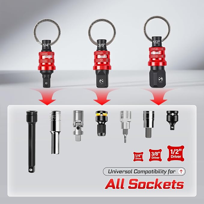 Geinxurn 3Pcs Socket Holder Keychain, 3/8" Drive Quick Release & Quick Change - Image 4