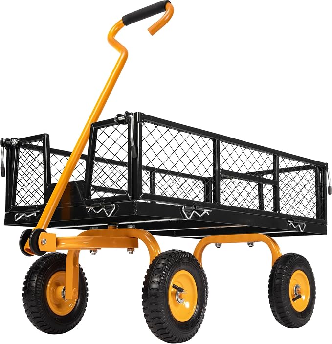 VIVOHOME Heavy Duty 550 Lbs Capacity Mesh Steel Garden Cart Folding Utility by VIVOHOME