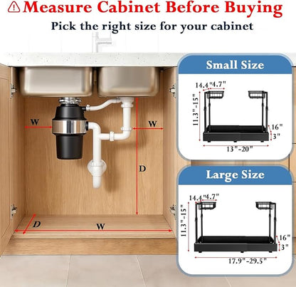 Aisslro Under Sink Organizer, 2 Tier Under the Sink Storage, Expandable - Image 2