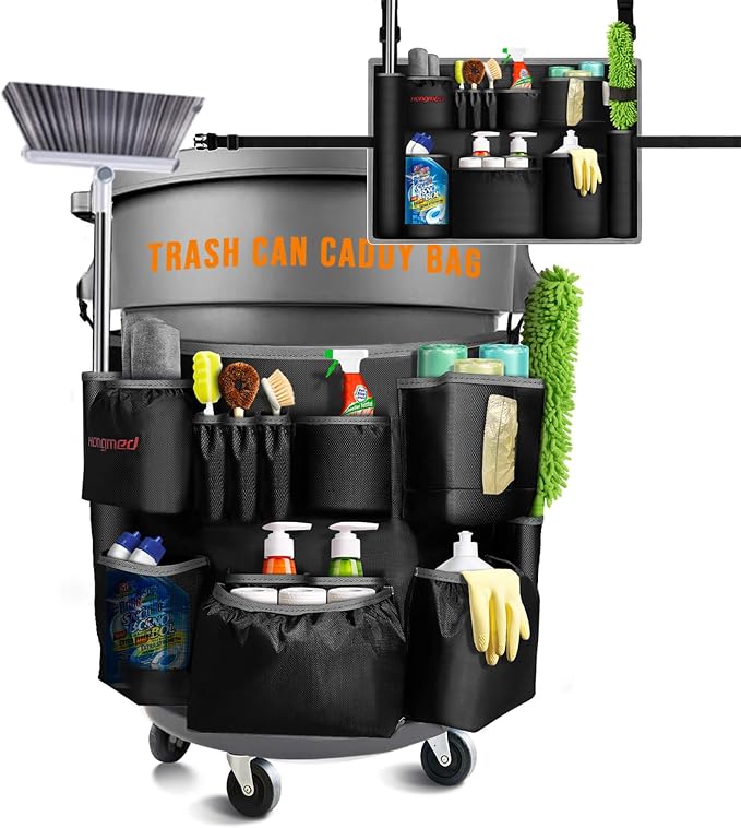 Trash Can Caddy Bag for 32-55 Gallon Garbage Bin, Hongmed Caddy for Commercial - Image 8
