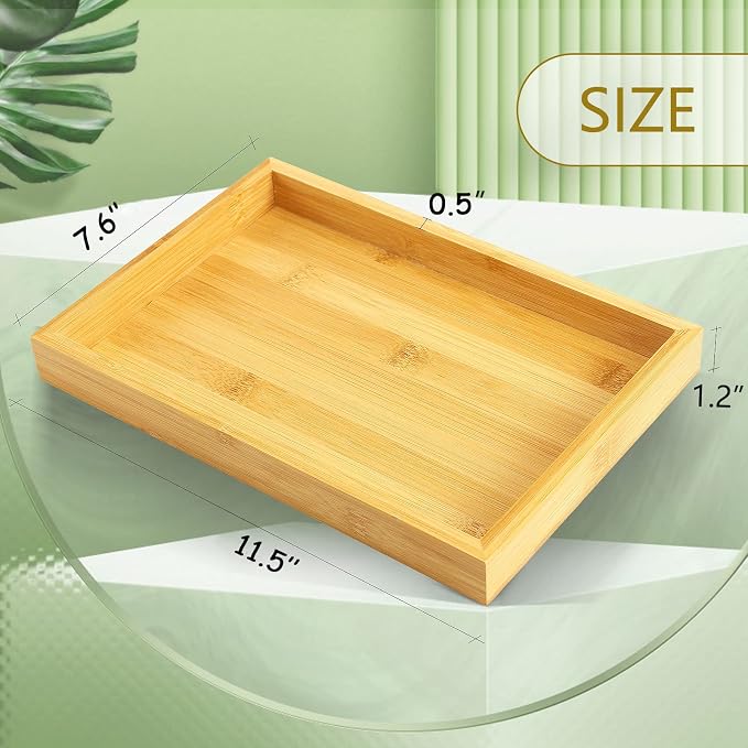 Natural Bamboo Vanity Tray, Sink Tray, Smooth and Thick Wooden Tray - Image 6